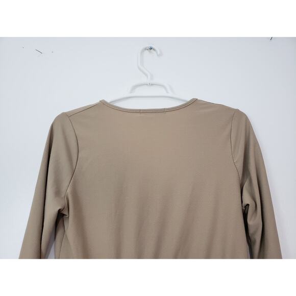 (M5) Missguided Crepe Wrap Women's Romper Size 10 Long Sleeve Short Tan - Picture 7 of 7